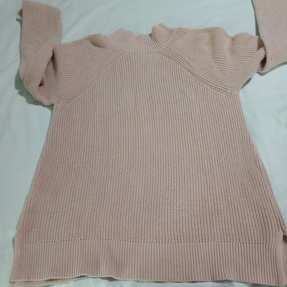 GAP large Chalk Pink mock-neck Long-Sleeved raglan sleeve 100% Cotton sweater - Picture 7 of 12